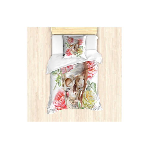 Bild von ABAKUHAUS Rose Bettbezug Set - Zarte Blüte Schädel