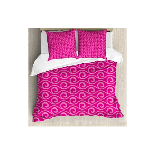 Bild von ABAKUHAUS Hot Pink Bettbezug Set – Fantasie Wellen und Kurven