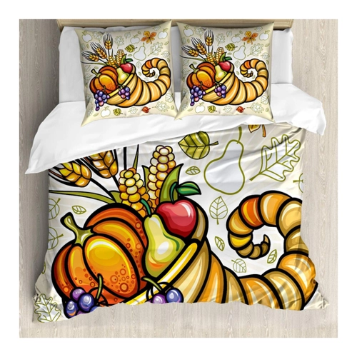 Bild von ABAKUHAUS Ernte Bettbezug Set im Cornucopia Design