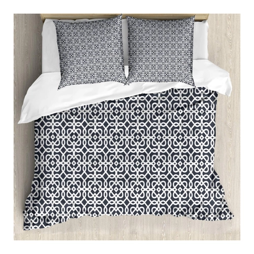 Bild von ABAKUHAUS Geometrisches Bettbezug Set - Dunkle Strudel Squares