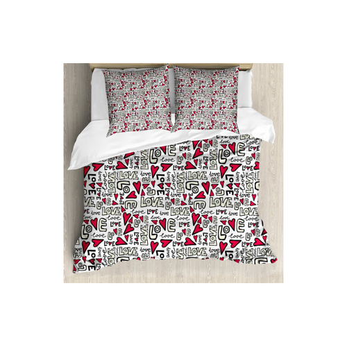 Bild von ABAKUHAUS Liebe Bettbezug Set mit romantischem Graffiti-Design