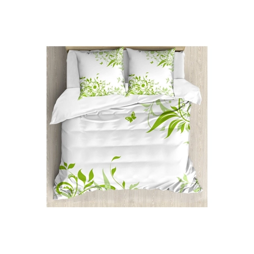 Bild von ABAKUHAUS Grün Bettbezug Set – Frühlings-Zeit-Schmetterling