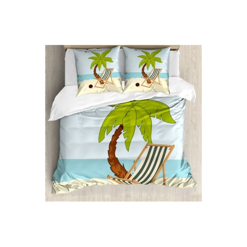 Bild von ABAKUHAUS Strand Bettbezug Set – Cartoon-Stil Palme