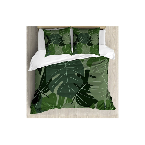 Bild von ABAKUHAUS Waldgrün Bettbezug Set – Camo Palmblätter
