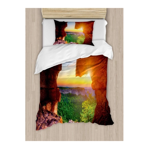 Bild von ABAKUHAUS natürliche Höhle Bettbezug Set für Einzelbetten, Canyon bei Sonnenuntergang
