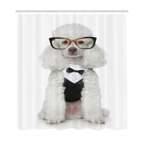 Bild von ABAKUHAUS Pudel Duschvorhang - Präparierter Hund in Tuxedo