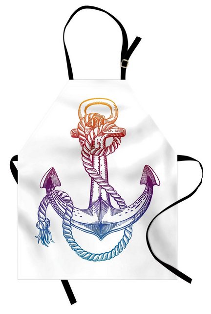 Bild von ABAKUHAUS Vintage Nautical Tattoo Kochschürze, Ombre Anchor Rope, Digitaldruck Technologie Schmutzabweichent, Mehrfarbig