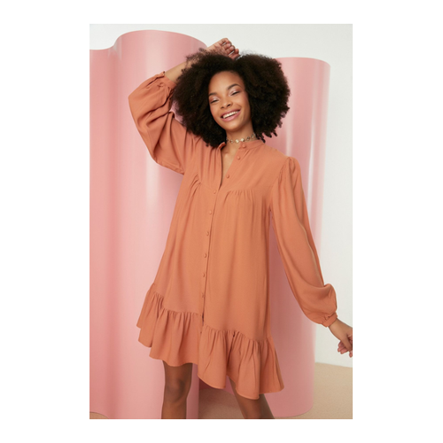 Bild von Trendyol Collection Kamelfarbenes, Gewebtes Minikleid mit Weiter Passform für Damen - 38