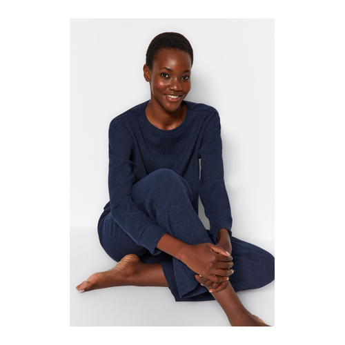 Bild von Trendyol Collection Pyjama-Set aus Strick mit Kordelzug, Marineblau – für Damen
