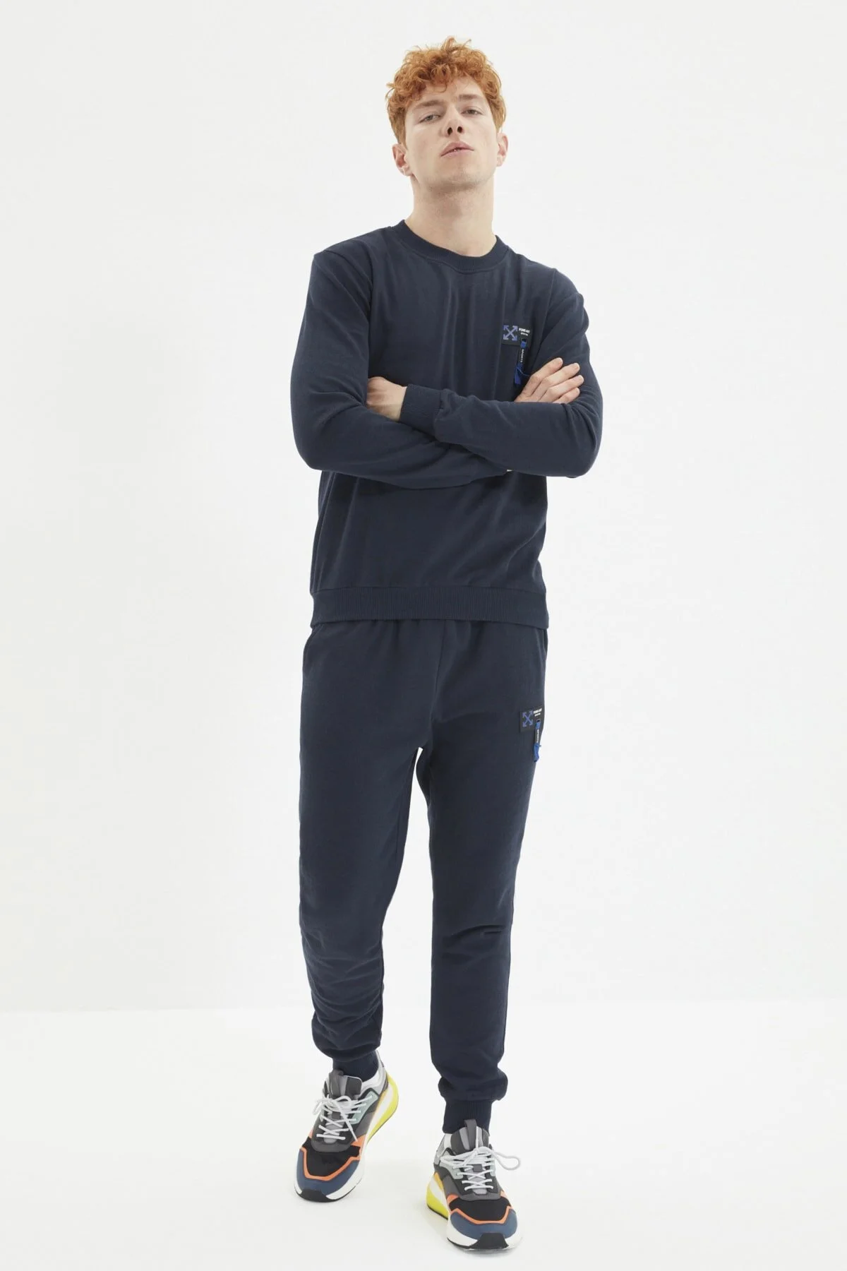Bild von Trendyol Collection Marineblaues Fleece-trainingsanzug-set Mit Normalem Schnitt Und Label - für Herren - S