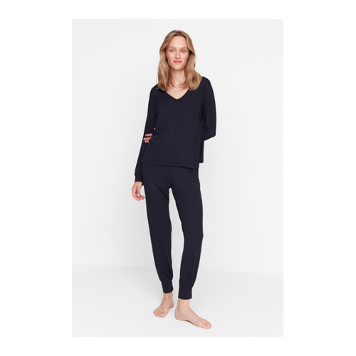 Bild von Trendyol Collection Marineblaues Strick-Pyjama-Set für Damen