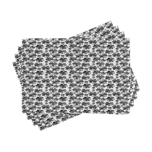 Bild von Abakuhaus Platzset Waschbare Stoff Esszimmer Küche Tischdekorations Digitaldruck (4-teilig, Blumen Graustufen- Retro Petals)