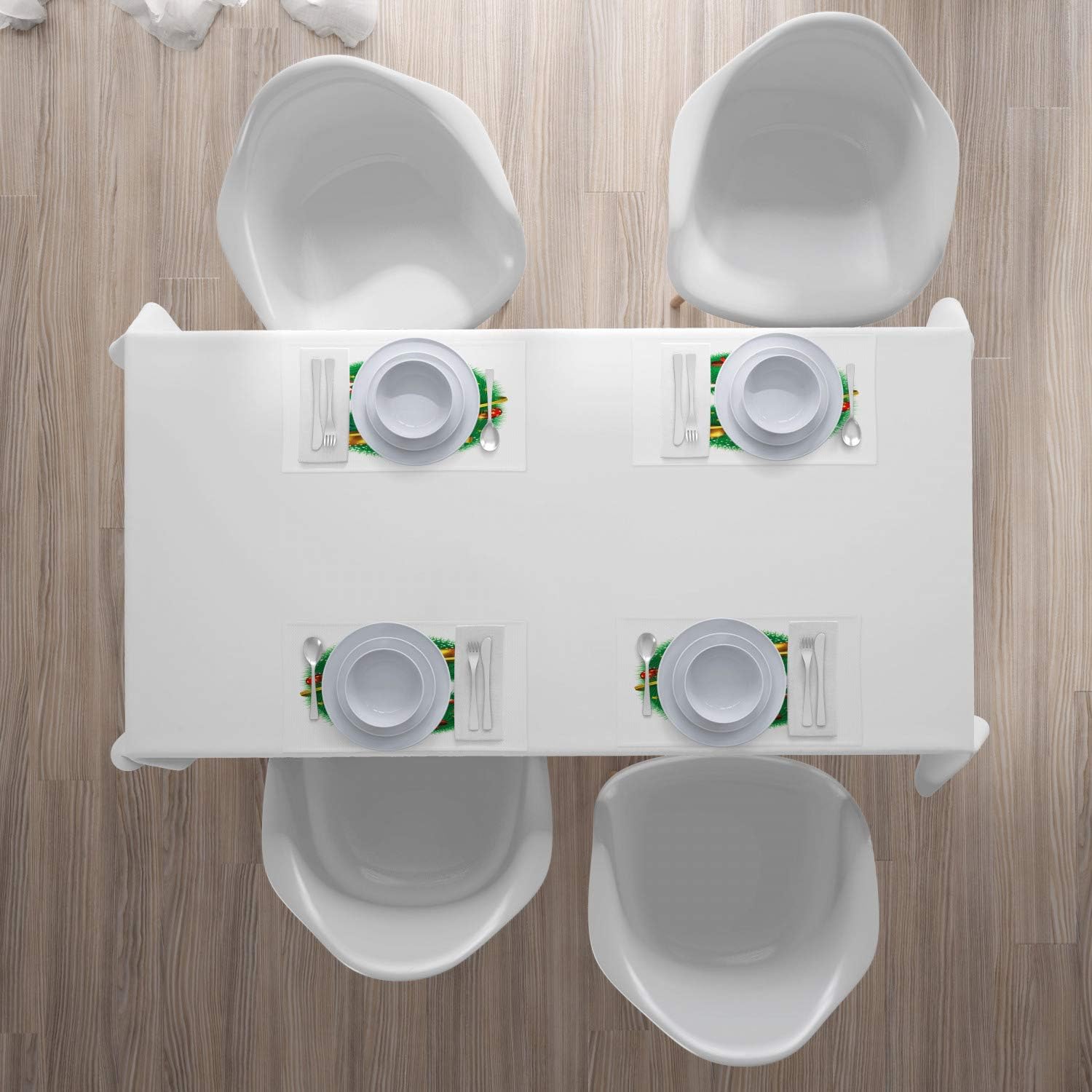 Bild von Abakuhaus Platzset Waschbare Stoff Esszimmer Küche Tischdekorations Digitaldruck, (4-teilig, 4-St., Set aus 4x), Weihnachtsalphabet C Schreiben Symbol