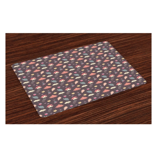 Bild von ABAKUHAUS Botanisch Platzmatten – Cartoonish Wald Pattern