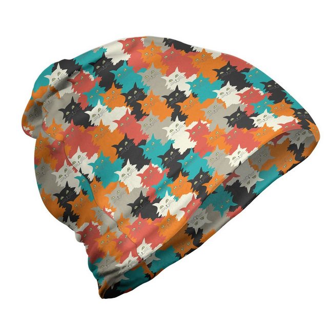 Bild von ABAKUHAUS Kätzchen Unisex Beanie, Lustige und Bunte Katzen, Wandern im Freien, Mehrfarbig