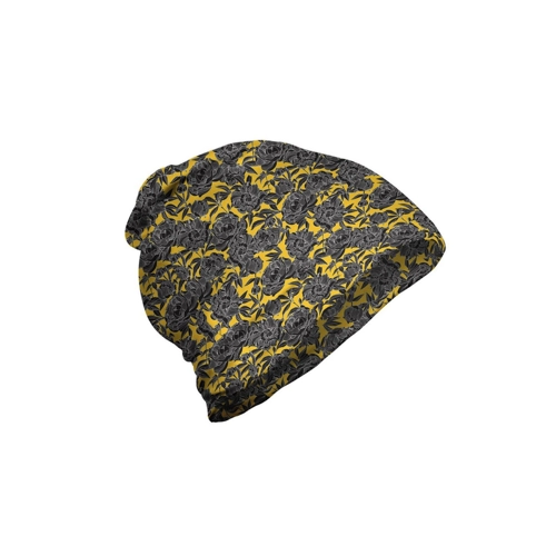 Bild von ABAKUHAUS Blumen Unisex Beanie - Rhythmische Peony Blumen-Kunst