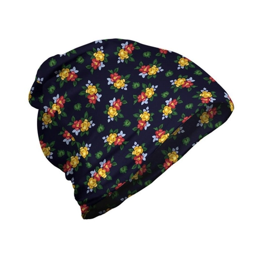 Bild von ABAKUHAUS Blumenweinlese Unisex Beanie mit Retro Garten-Blumenstrauß Design