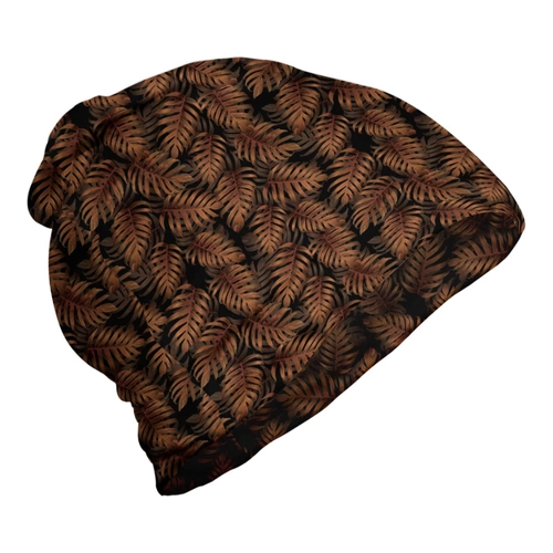 Bild von ABAKUHAUS Tropisch Unisex Beanie – Erdtöne Jungle Leaves