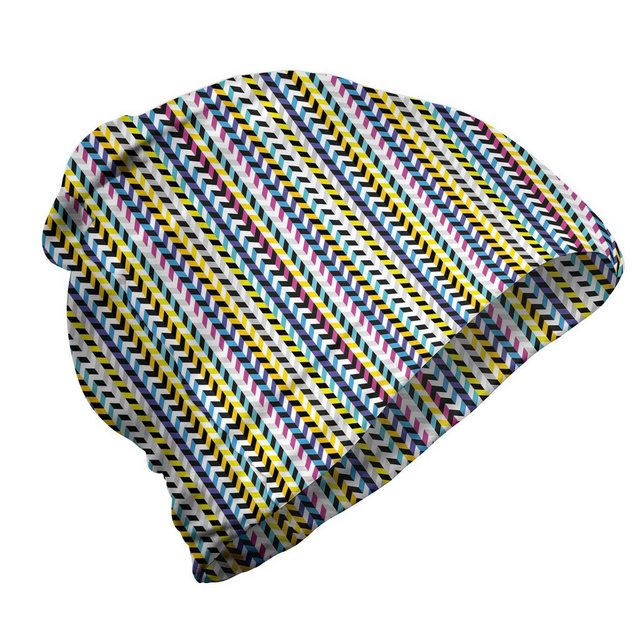 Bild von ABAKUHAUS Geometrisch Unisex Beanie, Retro Funky Herringbone, Wandern im Freien, Mehrfarbig