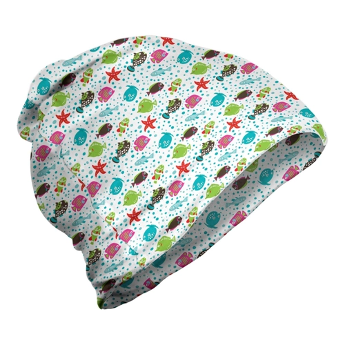 Bild von ABAKUHAUS Unterwasser- Unisex Beanie – Bunte Fische Bubbles für Alle Jahreszeiten