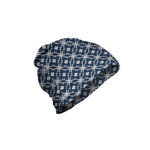 Bild von Abakuhaus Beanie Wandern im Freien - Navy Blau mit Blumen-Stern Motiven
