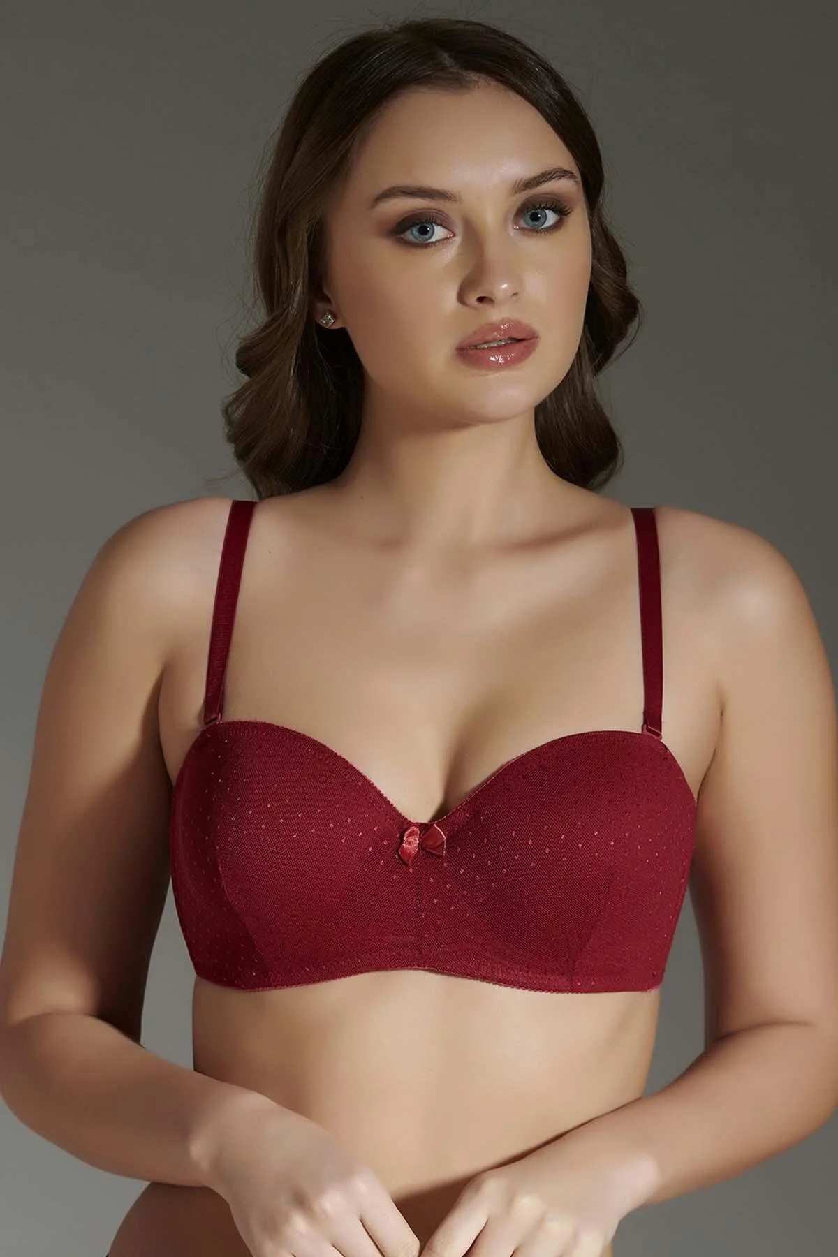 Bild von C&City Nicht Gepolsterter Lotus-bh C11800 Weinrot für Damen - 85B