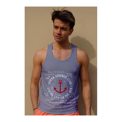 Bild von C&City Bedrucktes T-shirt Mit Kurzen Ärmeln Zero Sleeve M-0365 für Herren - 2XL