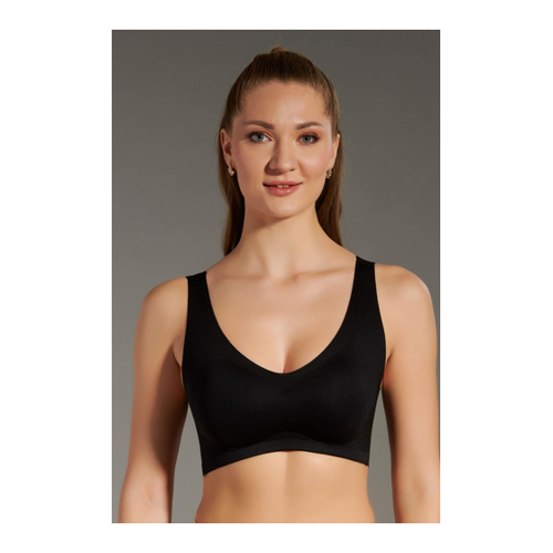 Bild von C&City Nicht-drahtloser Nahtloser Laser-BH Mit Herausnehmbaren Polstern C26125 Schwarz für Damen - S