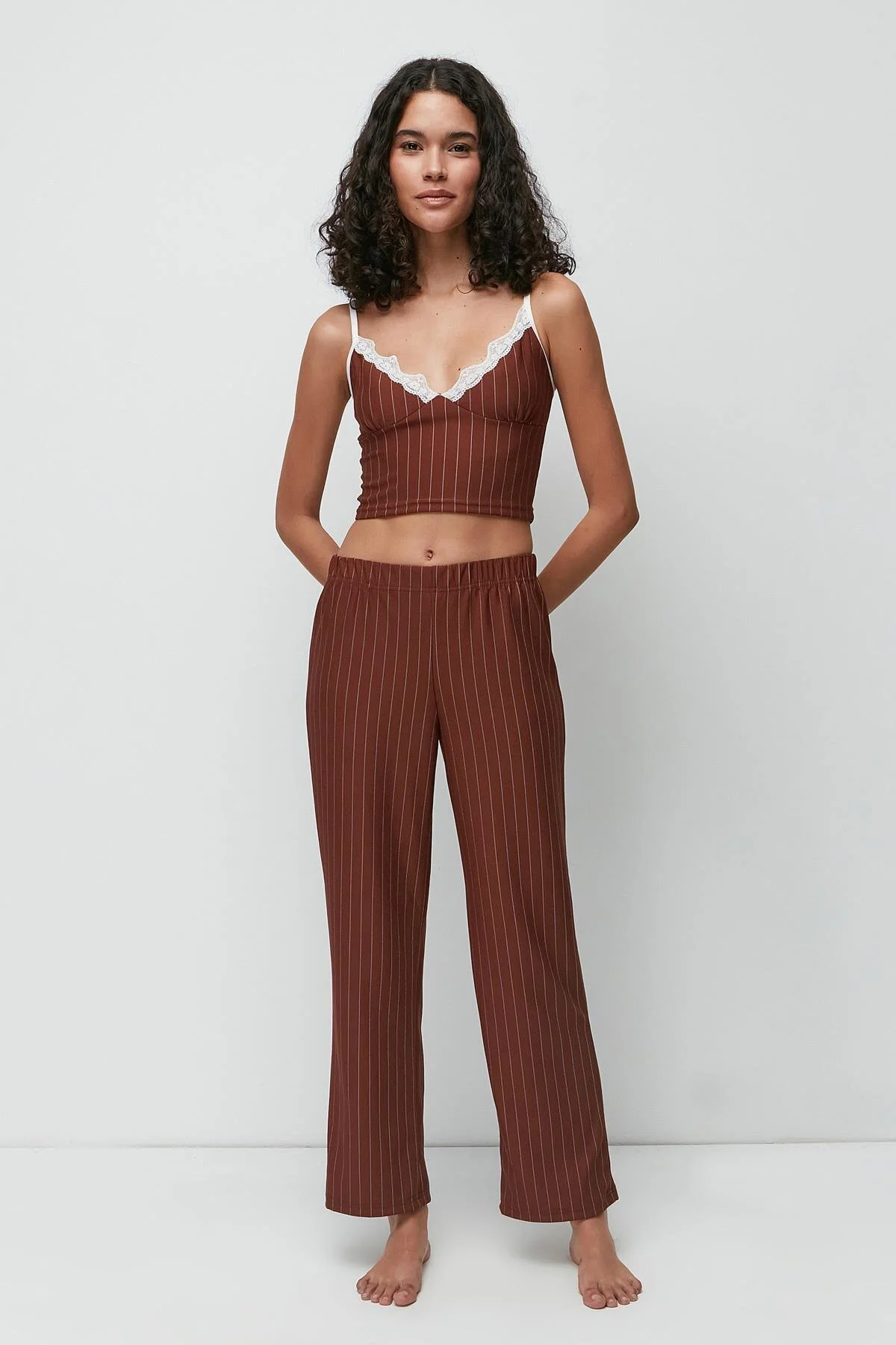 Bild von C&City Bustier-hosen-set Mit Spitzendetail 9143 Braun für Damen - L