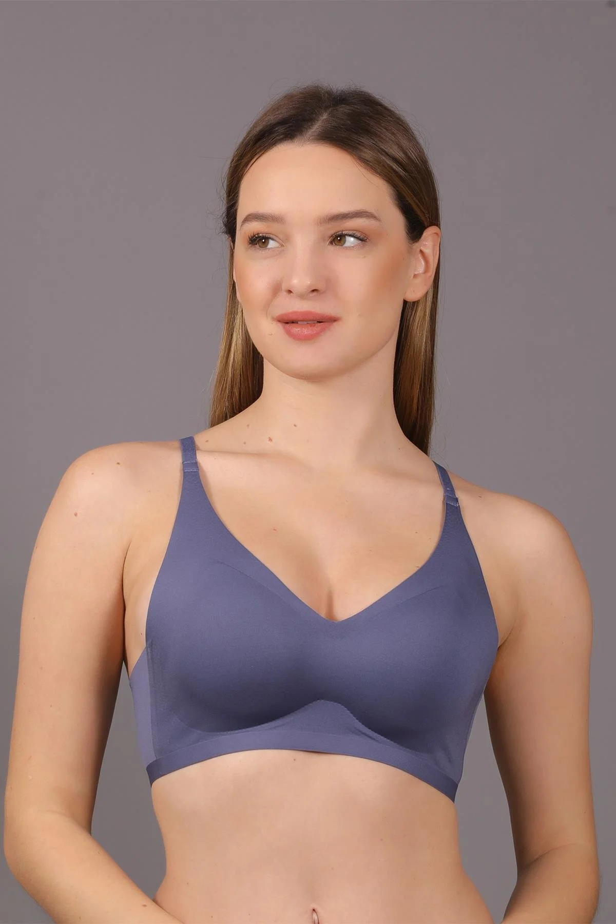 Bild von C&City Nahtloser, Abnehmbarer, Gepolsterter Laser-bh Ohne Bügel C26120 Indigo für Damen - 80