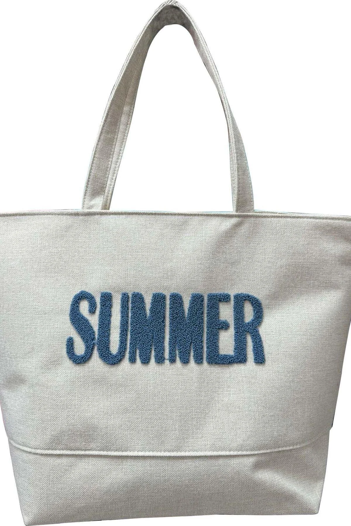 Bild von C&City Cremefarbene, Bestickte Strandtasche Für Den Sommer C10002 für Damen - One Size
