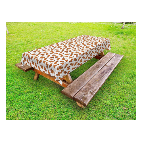 Bild von ABAKUHAUS Pfotenabdruck Outdoor-Tischdecke – Spielerisch Doggies Muster