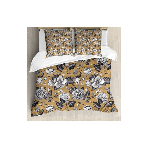 Bild von ABAKUHAUS Blumen Bettbezug Set für Einzelbetten – Vintage Dog-Rose Design
