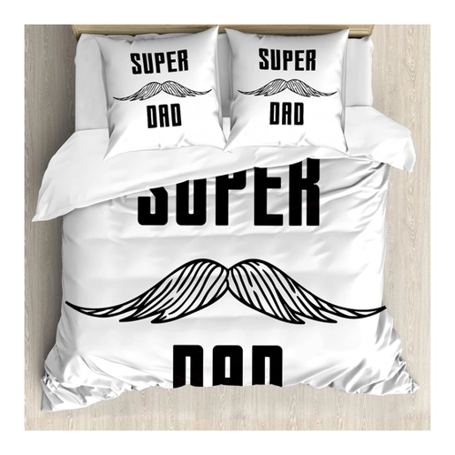 Bild von ABAKUHAUS Vatertag Bettbezug Set für Einzelbetten - Super Dad mit dem Schnurrbart