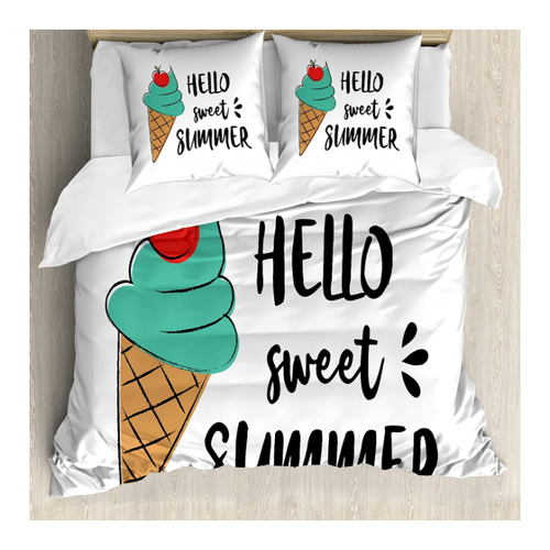 Bild von ABAKUHAUS Hallo Sommer Bettbezug Set für Einzelbetten