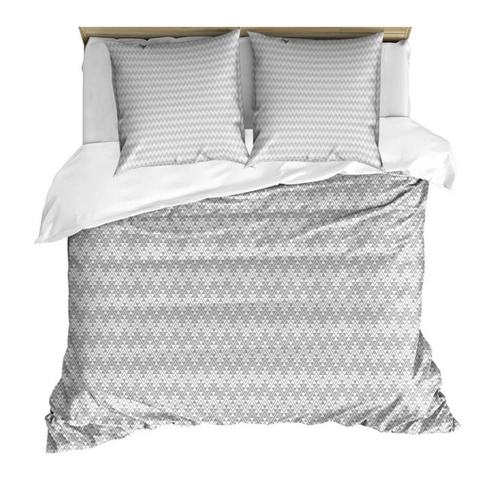 Bild von ABAKUHAUS Grau Chevron Bettwäsche Set