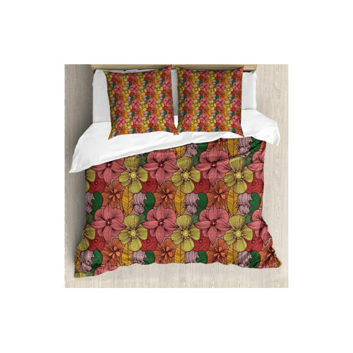 Bild von ABAKUHAUS Jahrgang Bettbezug Set für Einzelbetten - Retro Romantisches Blooms