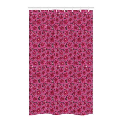 Bild von ABAKUHAUS Blumen Schmaler Duschvorhang – Magenta Senf