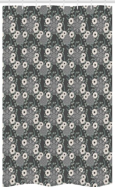 Bild von ABAKUHAUS Jahrgang Schmaler Duschvorhang, Nostalgische Mandala und Flora, Badezimmer Deko Set aus Stoff mit Haken, 120 x 180 cm, Mehrfarbig