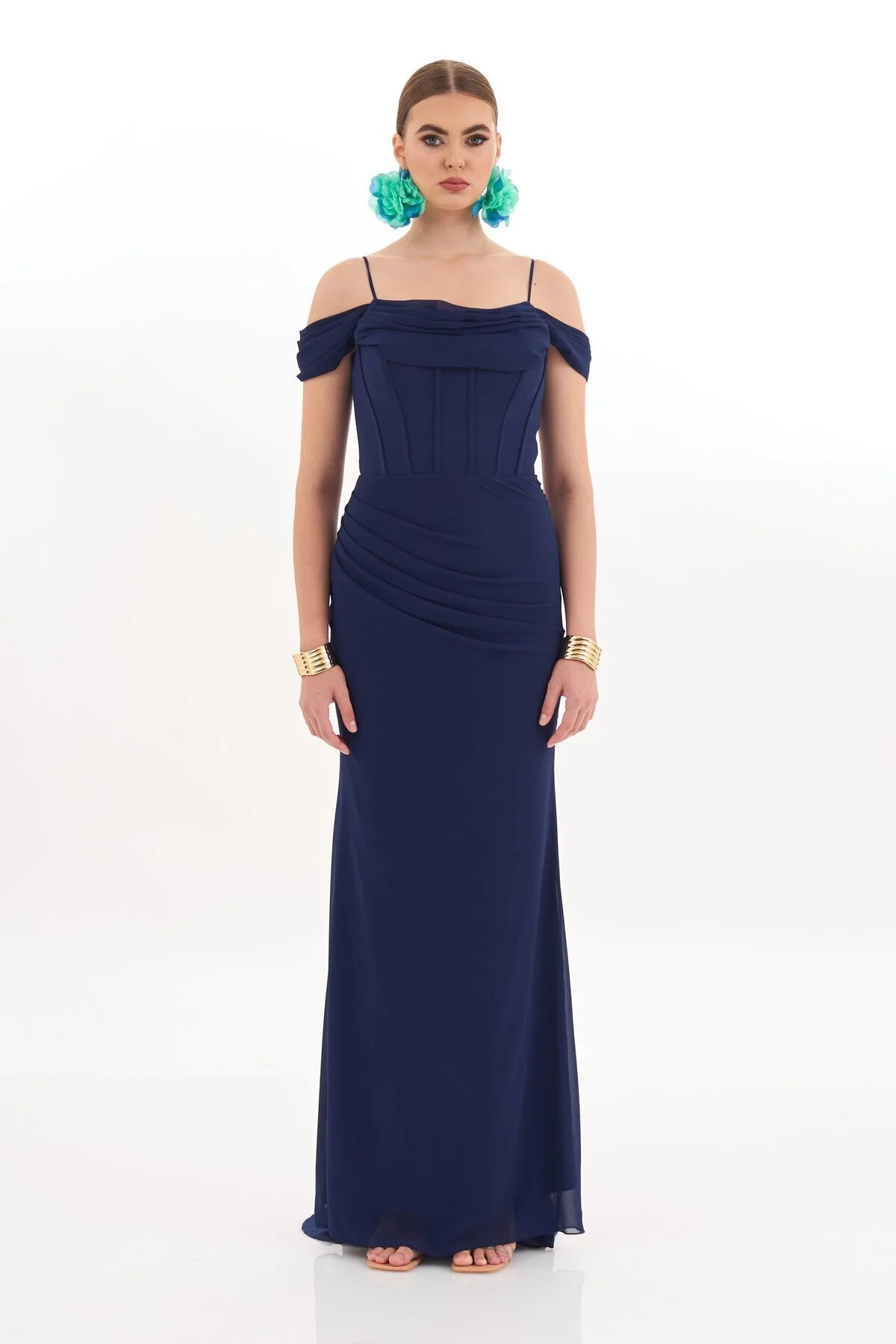 Bild von Carmen Marineblaues, Langes Chiffon-abendkleid für Damen - 48