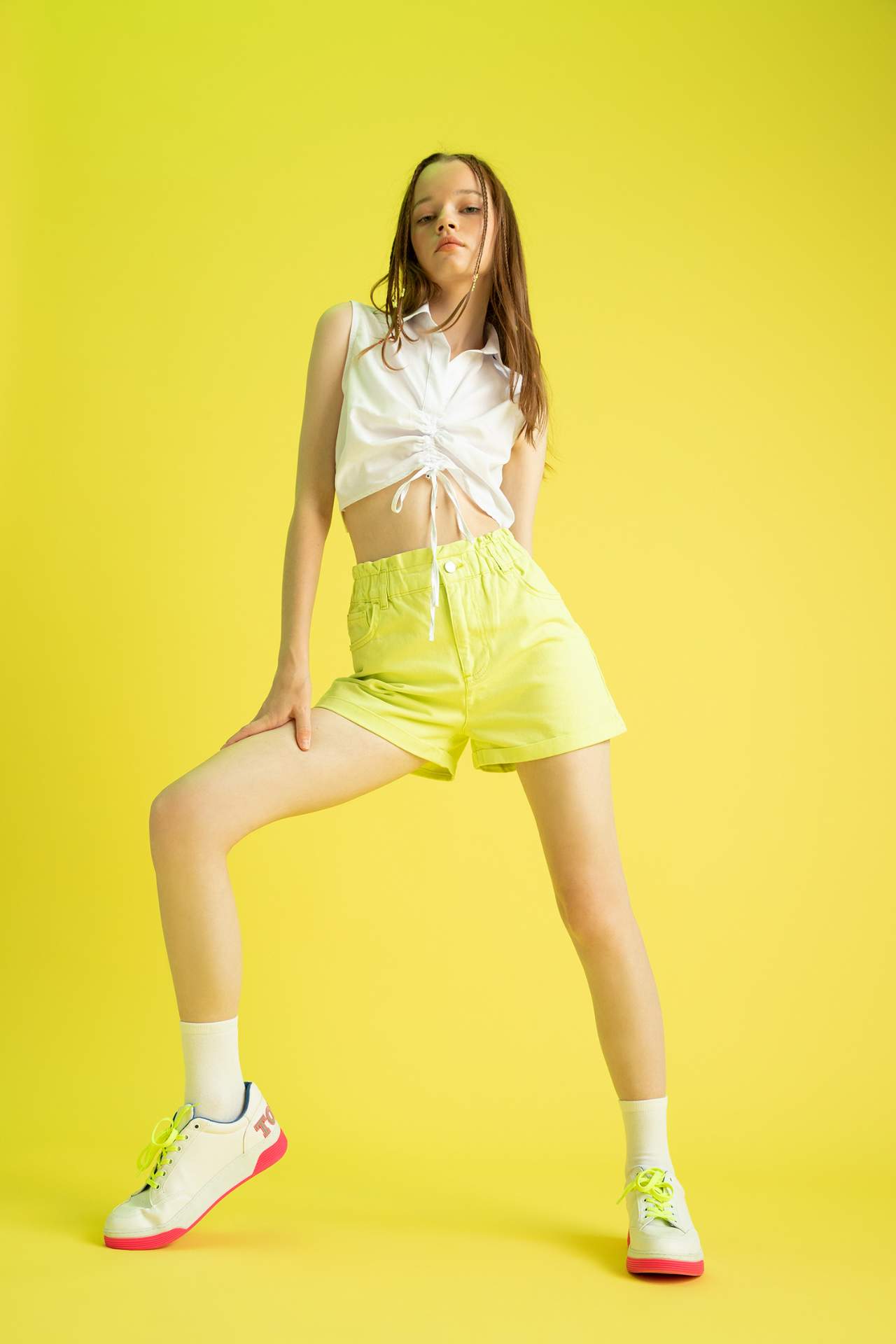 Bild von Damen Paperbag Fit Shorts aus Baumwolle