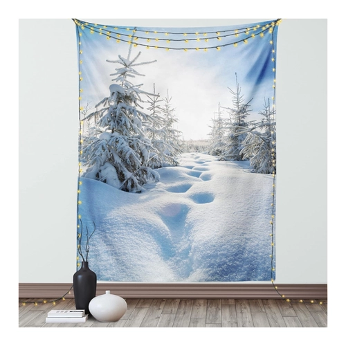 Bild von ABAKUHAUS Immergrün Wandteppich – Schnee Pfad mit Spuren
