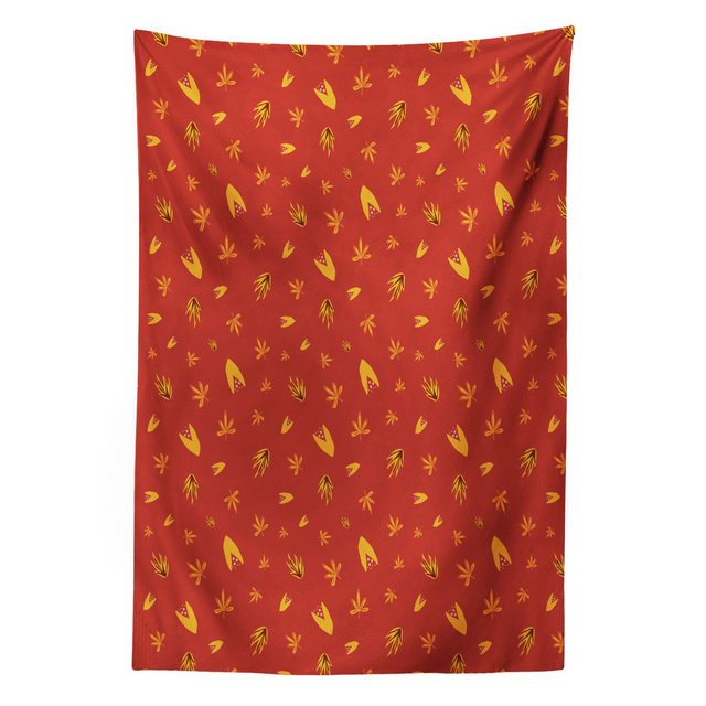 Bild von ABAKUHAUS Blumen Wandteppich und Tagesdecke, Abstrakt Fall Themed-Layout, aus Weiches Mikrofaser Stoff Schmutz abweichender Digitaldruck, 110 x 150 cm, Paprika und Erde Gelb