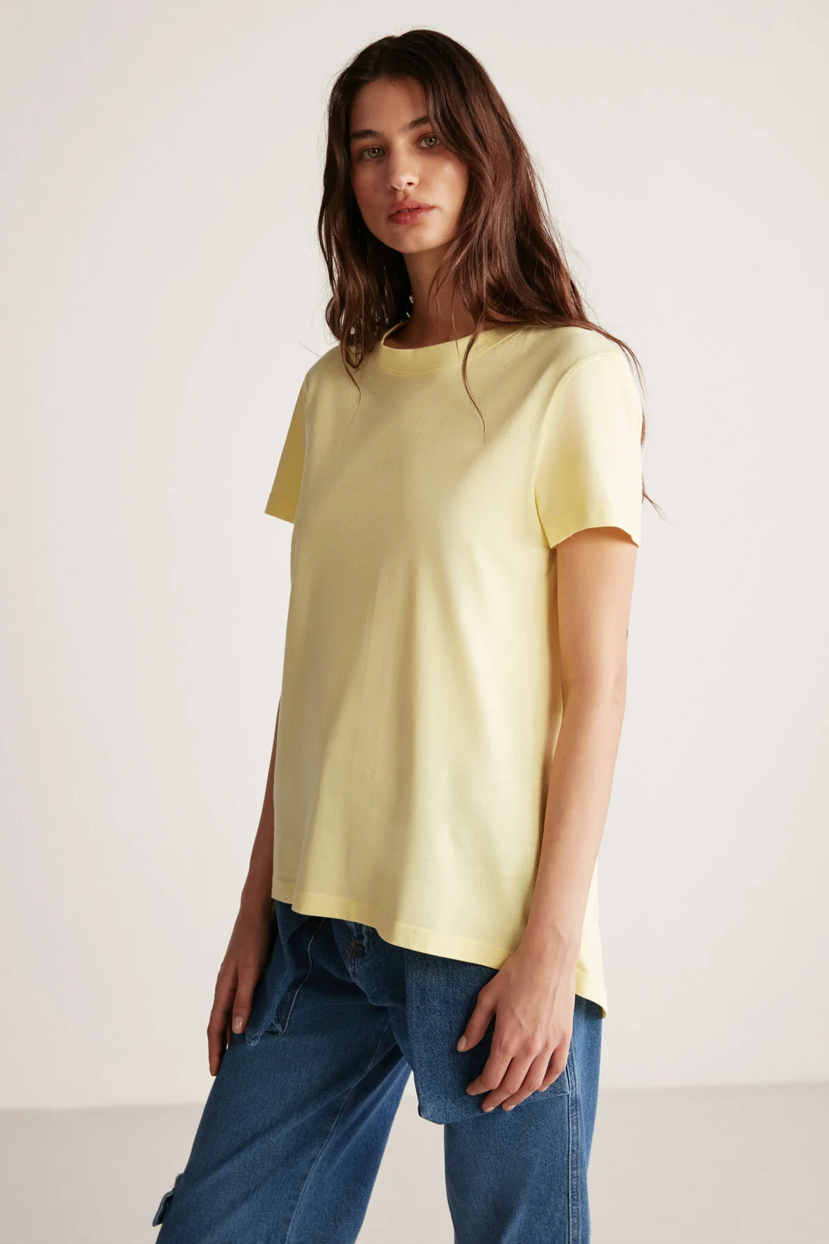 Bild von GRIMELANGE Samantha – Hellgelbes Basic-t-shirt Aus 100 % Bio-baumwolle für Damen - XL