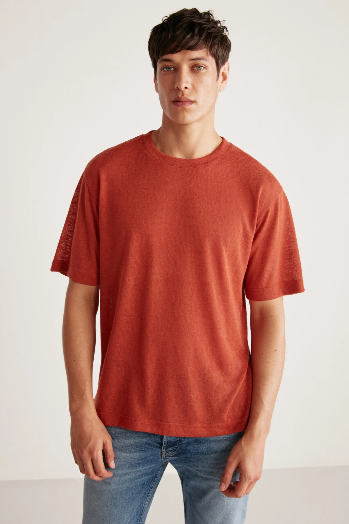 Bild von GRIMELANGE Lucas Comfort Claret Red T-shirt für Herren - S