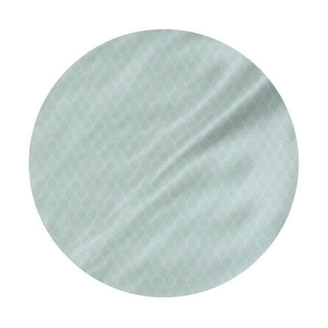 Bild von ABAKUHAUS Romantisch Runde Tischdecke, Monochrome Oval Element, Kreis Tischdecke Abdeckung für Esszimmer Küche Dekoration, 150 cm, Almond Grün und Weiß