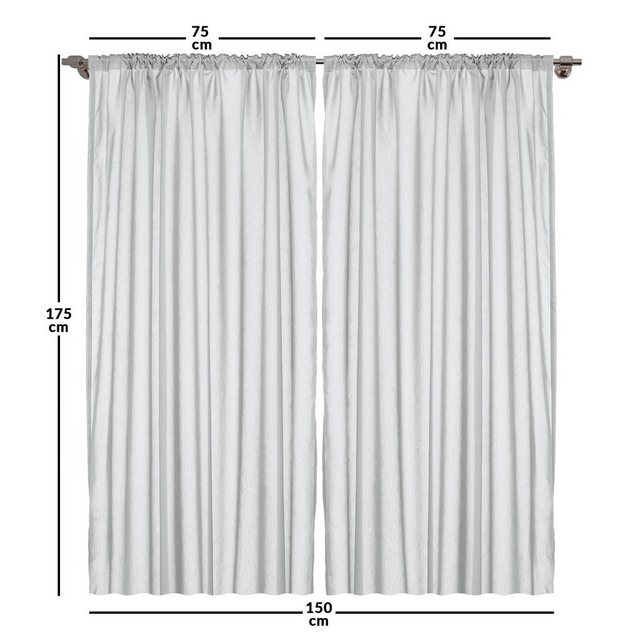 Bild von ABAKUHAUS Erdfarben Fenstervorhänge, Welsh Birnen, Leichtes Dekor-2-Panel-Set mit Stangentasche, 2 Stück 150 cm x 175 cm, Grau Gelb