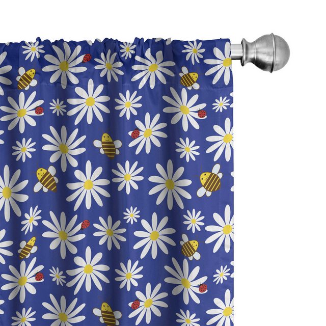 Bild von ABAKUHAUS Marienkäfer Vorhänge, Gardinen, Glückliche Bugs Kinder Nursery, Fensterbehandlungen für Wohnzimmer Schlafzimmer Dekor, 2 Stück 75 cm b x 175 cm h, Marine-Blau-Weiß Gelb