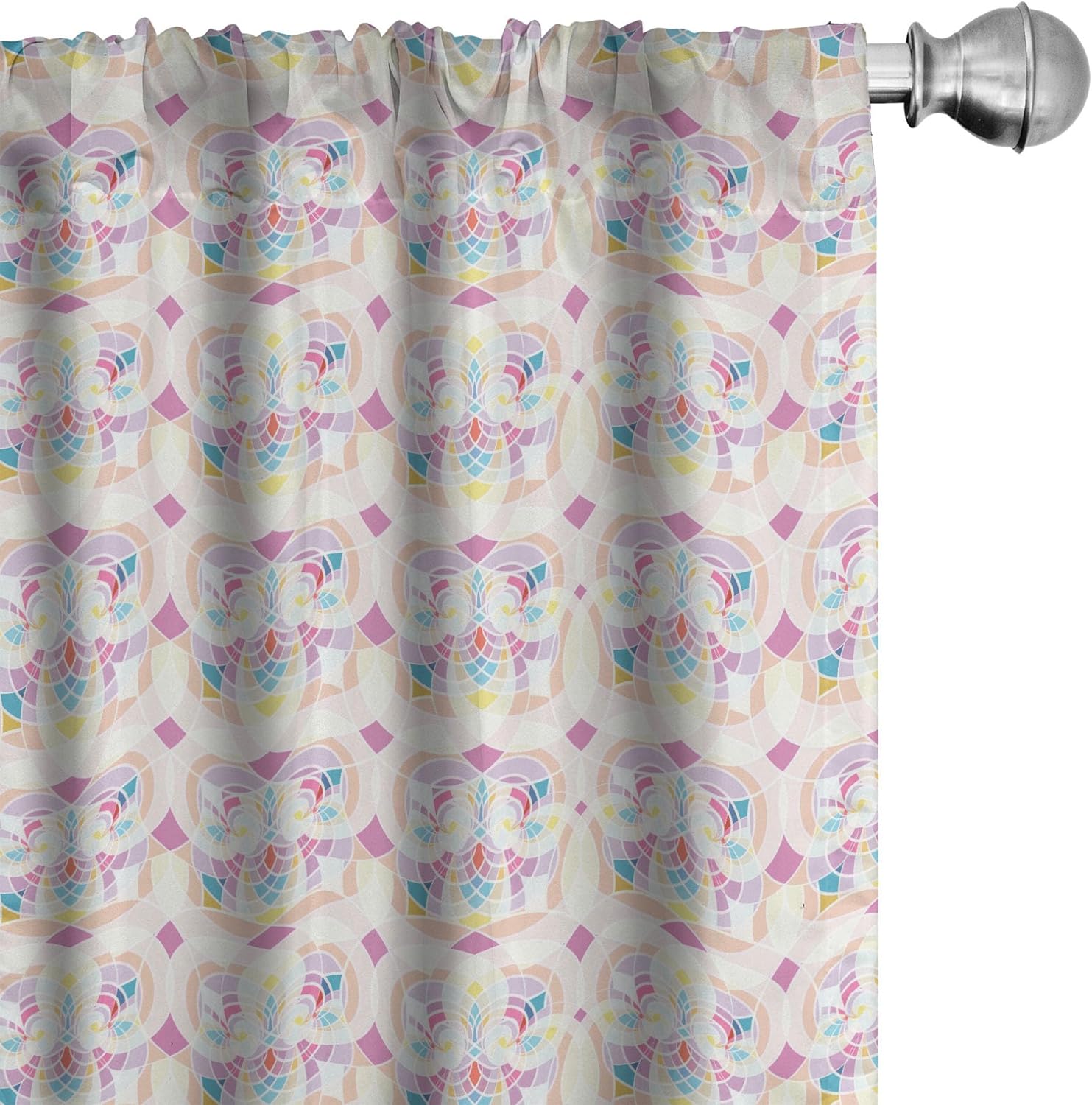 Bild von ABAKUHAUS Art Deco Vorhänge, Gardinen, abstrakte Bunte, Fensterbehandlungen für Wohnzimmer Schlafzimmer Dekor, 2 Stück 75 cm b x 175 cm h, Mehrfarbig