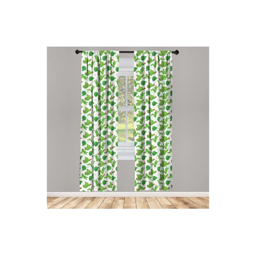 Bild von Abakuhaus Gardine Vorhang für Wohnzimmer Schlafzimmer Dekor, Microfaser, Kaktus Floral Cacti und Kreise, ABAKUHAUS Kaktus Vorhänge, Gardinen, Floral Cacti und Kreise, Fensterbehandlungen für Wohnzimmer Schlafzimmer Dekor, 2 Stück 75 cm b x 175 cm h, Grün Weiß